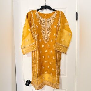 Embroidered Mustard Yellow Kurta